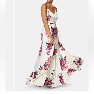Betsy Johnson Floral Maxi Dress with Pink Roses